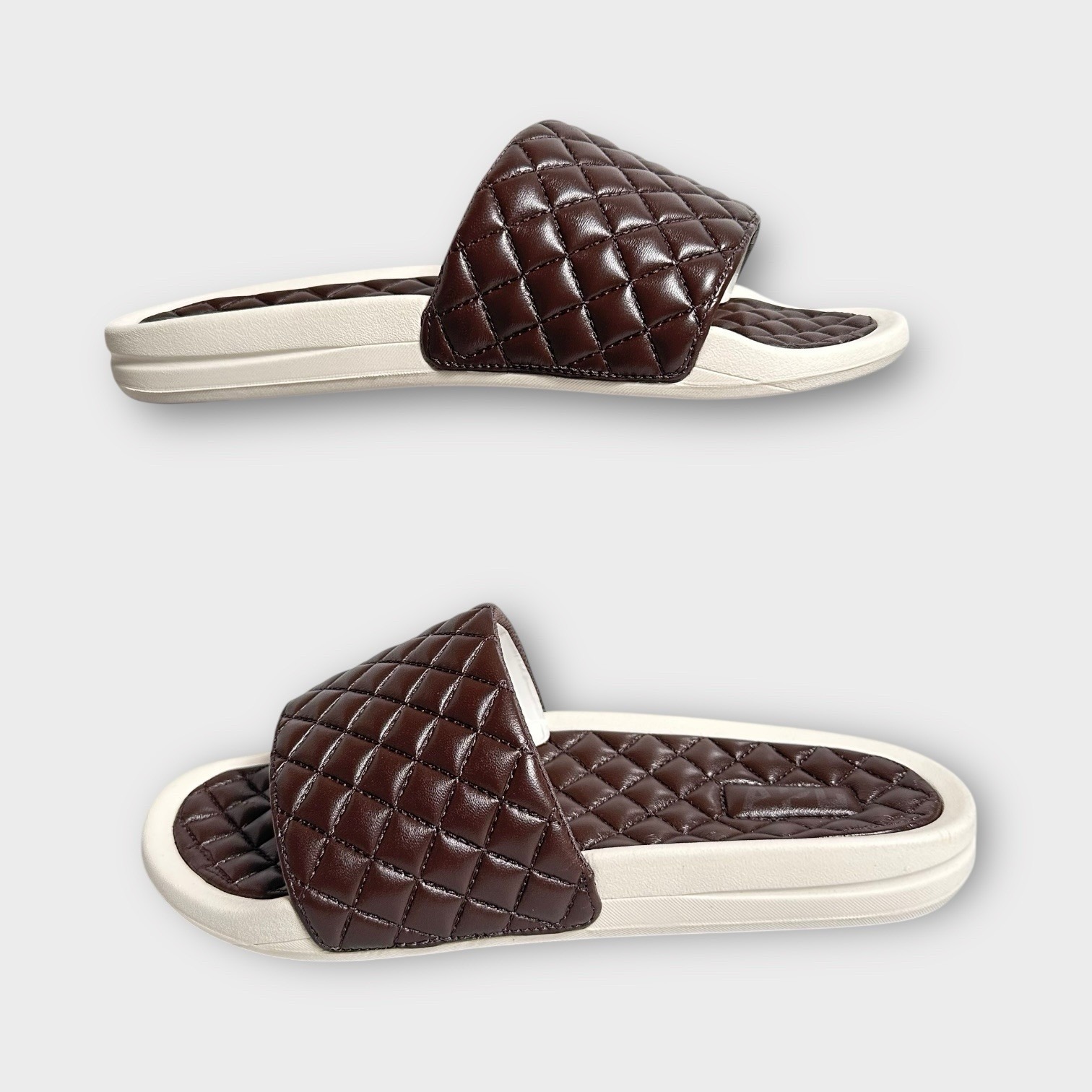Apl Slides Men's 8 Women's 10 Leather Lusso Chocolate/Pristine Sandals — image 3 of 8